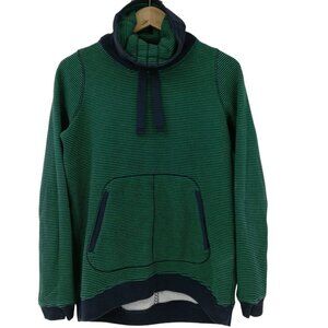 Lululemon Avenue Pullover Sweatshirt Size 6? Cowl Neck Pocket Green Blue Stripe
